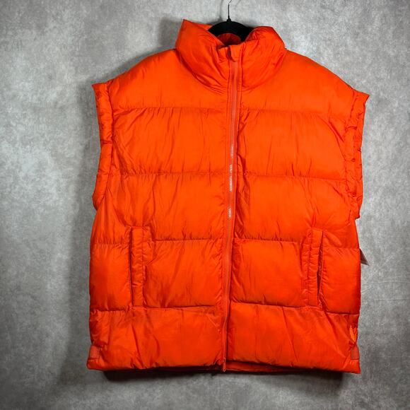 Free People Jackets & Blazers - Free People Movement In‎ A Bubble Puffer Vest Large Flame Red Oversized Zip NEW